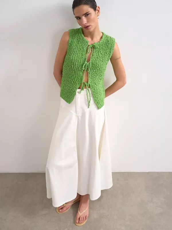 Topshop High Rise Denim Maxi Skirt, White