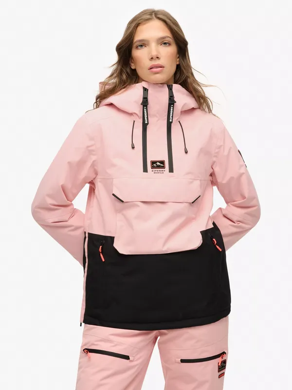 Superdry Water Resistant Breathable Hooded Ski Jacket, Dull Pink