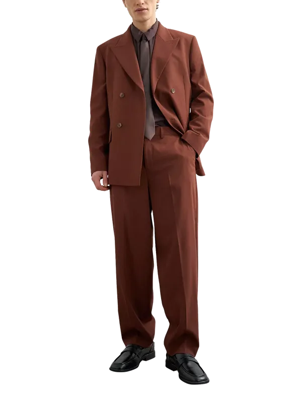 Topman Relaxed Fit Suit Trousers, Rust