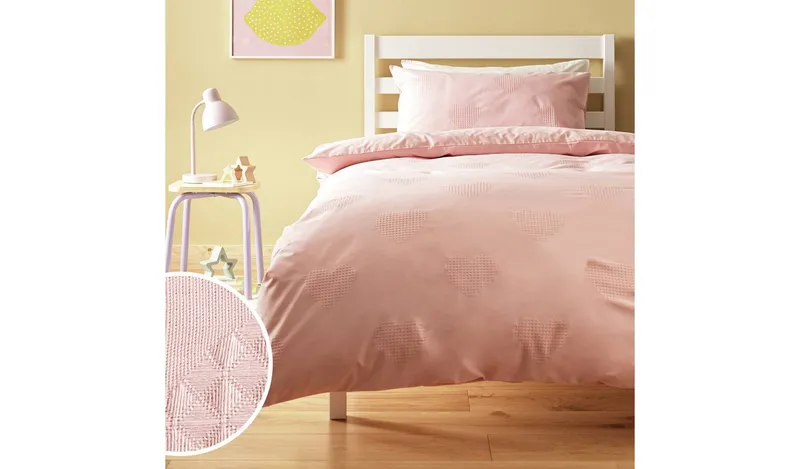Argos Home Waffle Heart Blush Kids Bedding Set - Single