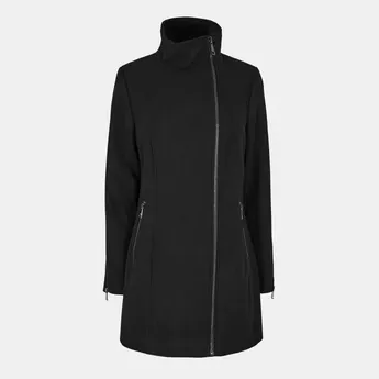DKNY Women's  Zipped Structured Overcoat