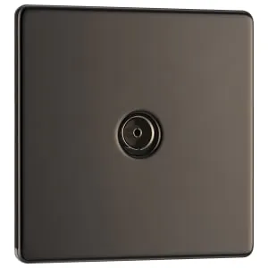 BG Screwless Flat Plate Single Socket For TV or FM Co-Axial Aerial Connection - Black Nickel