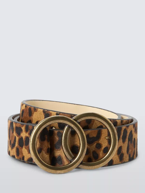 John Lewis Olivia Double-O Printed Belt, Leopard
