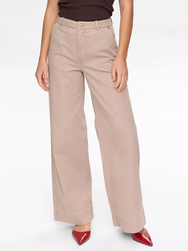 Numph Mariam Wide Leg Trousers, Beige