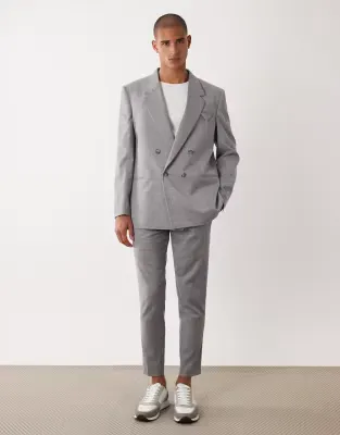 tapered suit trousers in mid grey