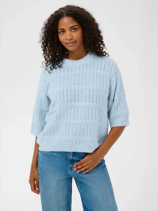 KAFFE Monia Textured Stitch Jumper, Blue