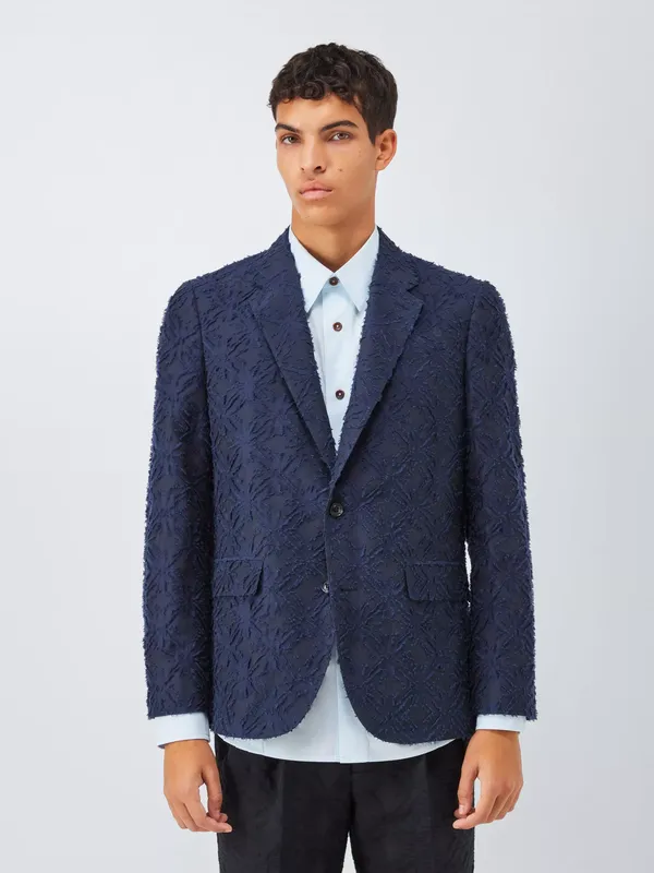 John Lewis x LABRUM Clip Jacquard Texture Blazer, Navy