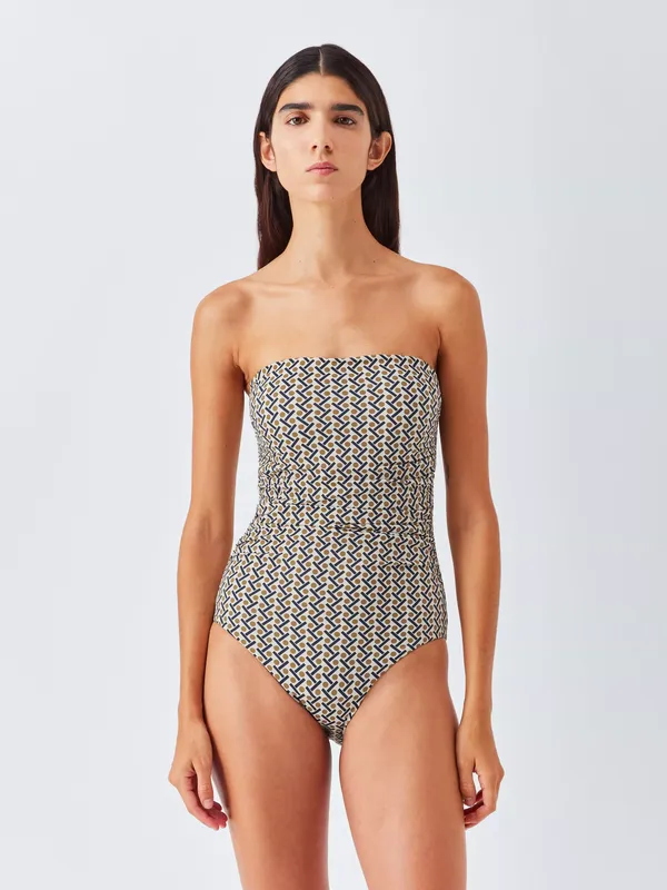 John Lewis Roma Geo Bandeau Swimsuit, Multi