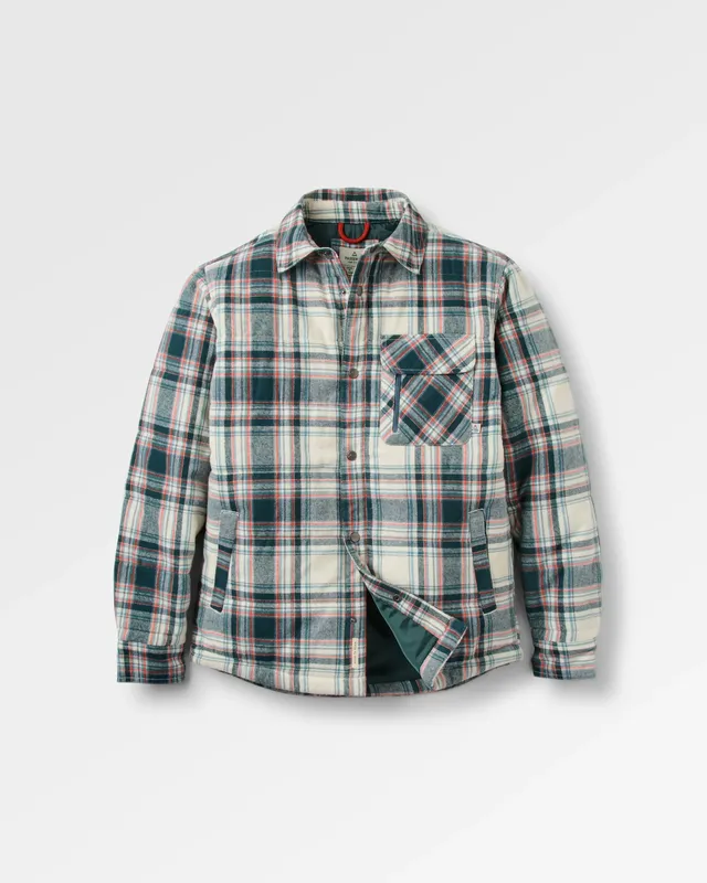 Passenger Clothing Taranaki Quilted Overshirt - Off White/Dark Fern Check