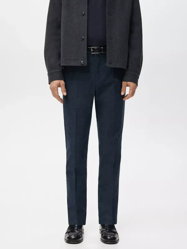Mango Brest Flannel Slim Fit Trousers, Navy