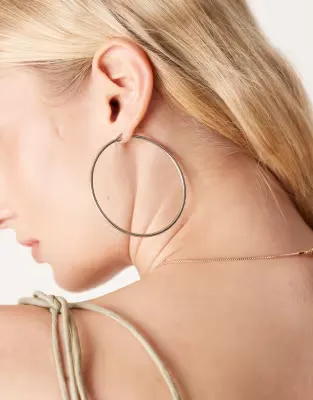 stainless steel 60mm hoop earrings in silver