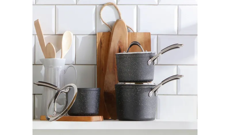 Habitat 3 Piece Rock Effect Saucepan Set