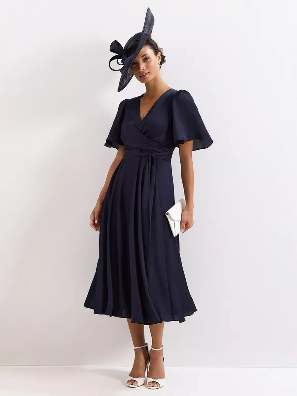 Phase Eight Abbie Pleated Wrap Midi Dress
