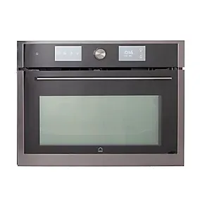 GoodHome Bamia GHCOM50 Built-in Compact Oven with microwave - Brushed black stainless steel effect