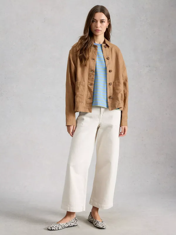 White Stuff Isabel Pure Linen Jacket, Tan