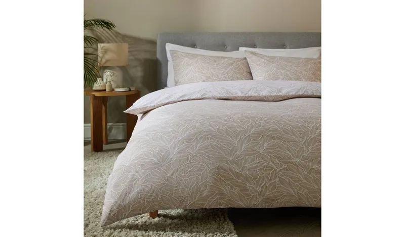 Argos Home Leaf Print Natural Bedding Set