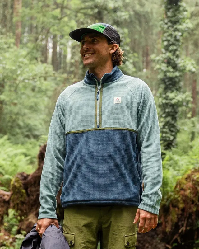Passenger Clothing Overlook Grid Polar Fleece - Arctic/Dark Denim