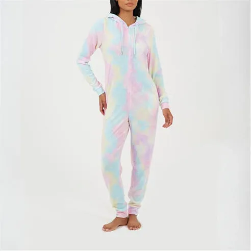 Brave Soul Womens Tie Dye Slim Fit Onesie with Back Embroidery