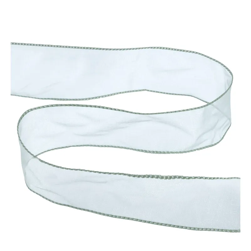 Pale Blue Wire Edge Organza Ribbon 63mm x 3m