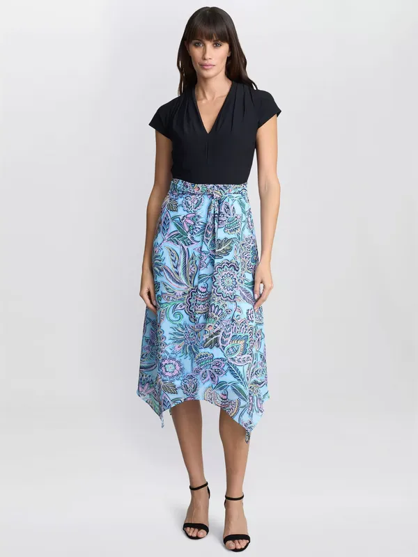Gina Bacconi Charlotte Handkerchief Hem Dress, Multi