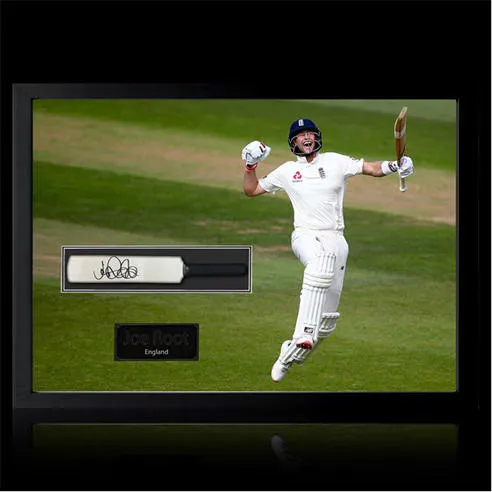 The Fan Cave Joe Root Signed Mini Cricket Bat Iconic Frame 2