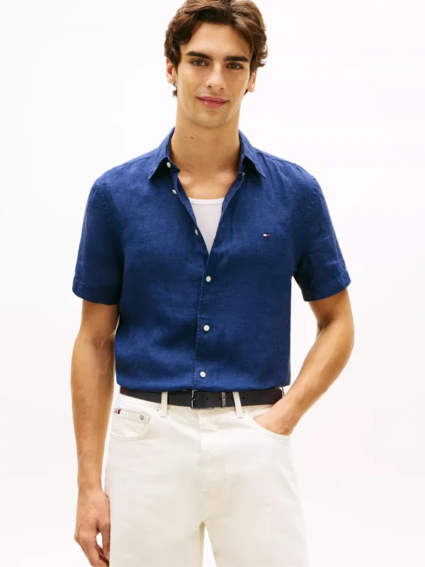 Tommy Hilfiger Linen Regular Fit Logo Shirt