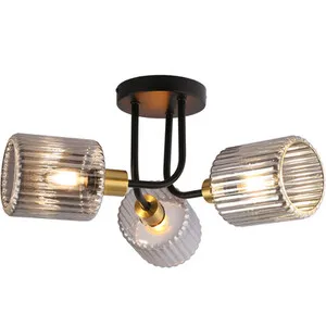 Roman 3 Arm Flush Ceiling Fitting - Smoked Black