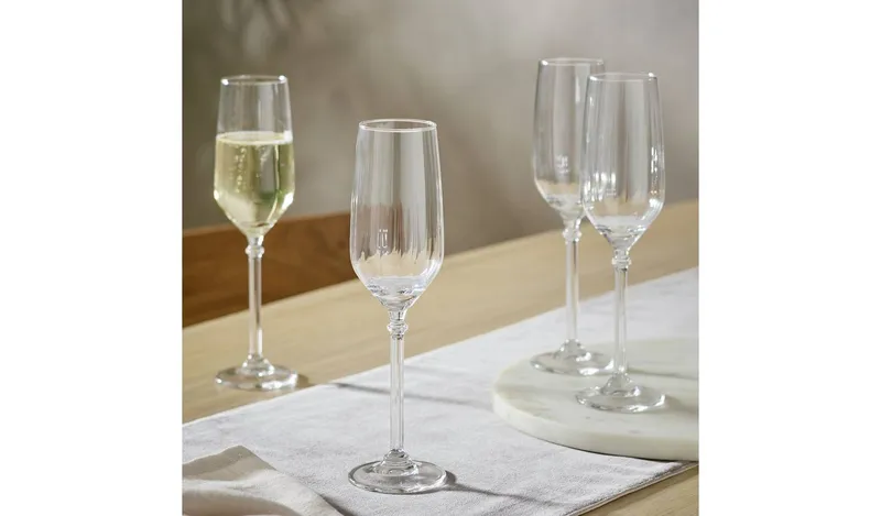 Habitat Optic Ribbed Set of 4 Champagne Flutes