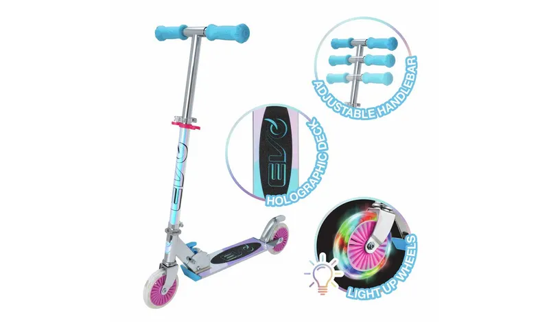 Evo Holographic Inline 2 Wheel Scooter - Pink and Blue