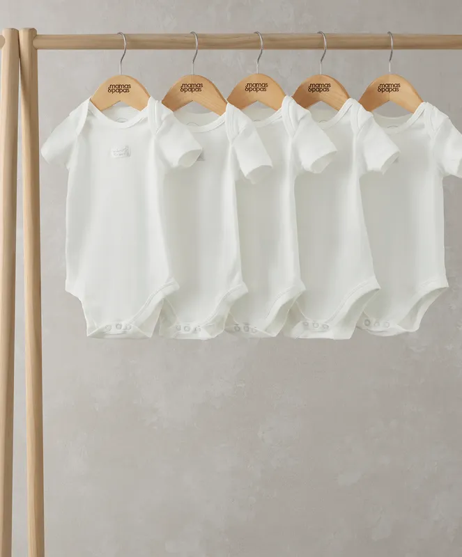 Mamas & Papas White Shortsleeved Bodysuits (5 Pack)
