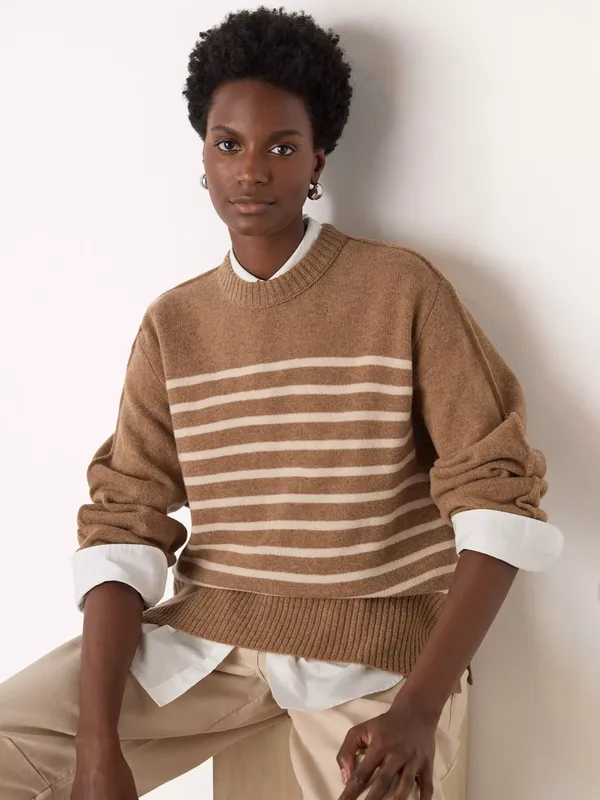 Whistles Stripe Crew Neck Pure Wool Jumper