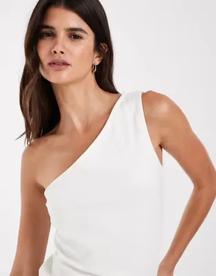 cotton one shoulder top in ivory