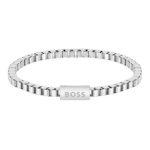 Boss Men's Stainless Steel Box Chain Magnetic Closure Bracelet