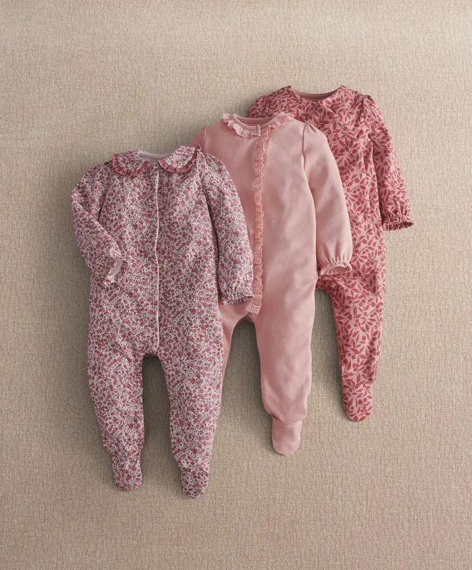 Mamas & Papas Floral Frill Detail Sleepsuit