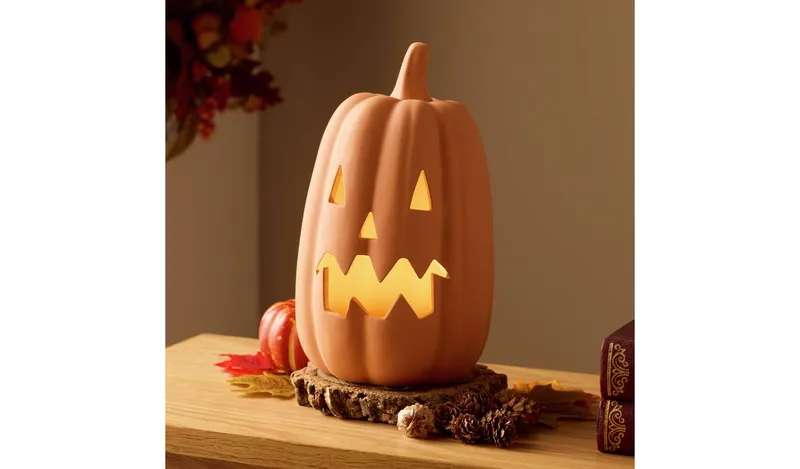 Argos Home Light Up Terracotta Pumpkin Halloween Decoration