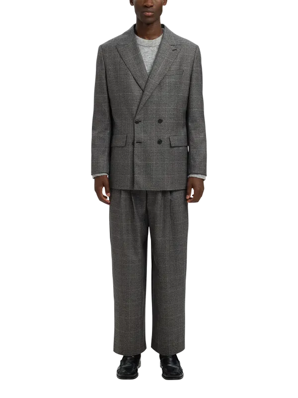 Selected Double Breasted Check Wool Blazer