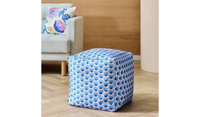 Argos Home Thea Fabric Pouffe - Geo Print