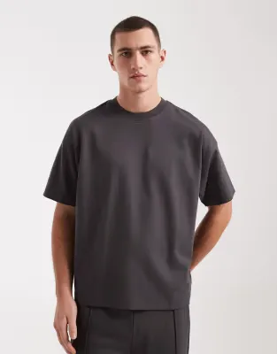 oversized boxy t-shirt co-ord in dark grey