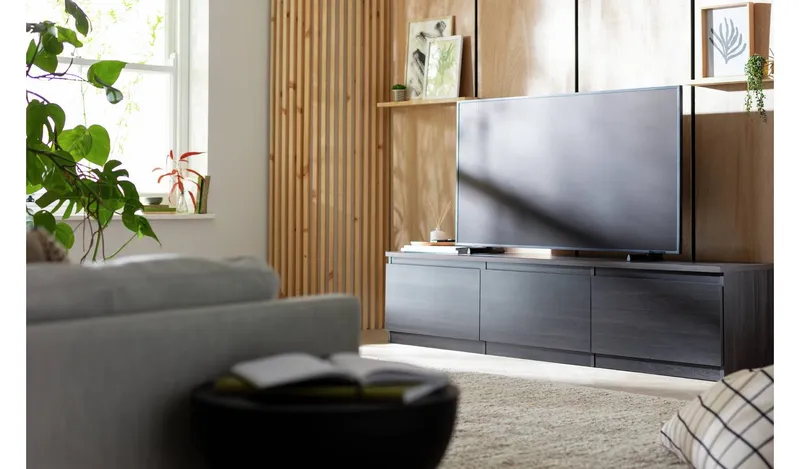 Argos Home Jenson 3 Door 75 Inch TV Unit - Black Brown