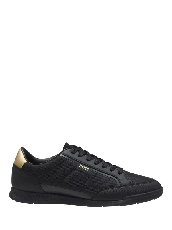 HUGO BOSS BOSS Nitan Lace Up Leather Trainers, Black