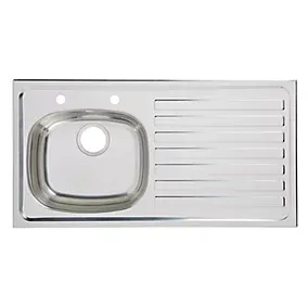 Utility Stainless steel 1 Bowl Sink & drainer RH 490mm x 940mm