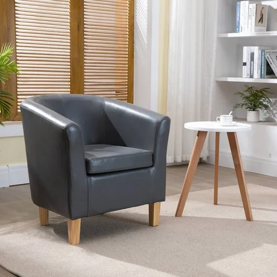 WestWood Faux Leather PU Tub Chair - Grey