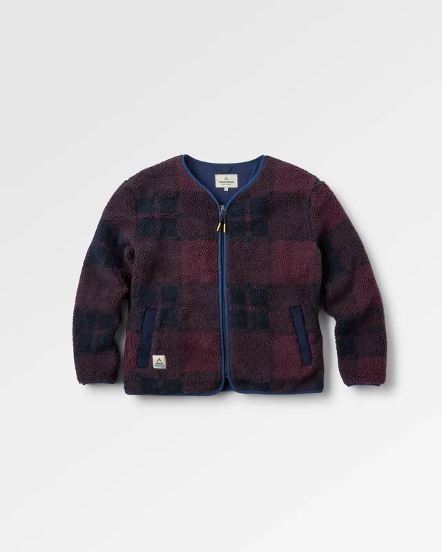 Passenger Clothing Tawny Deep-Pile Sherpa Fleece - Deep Plum/Deep Navy Check