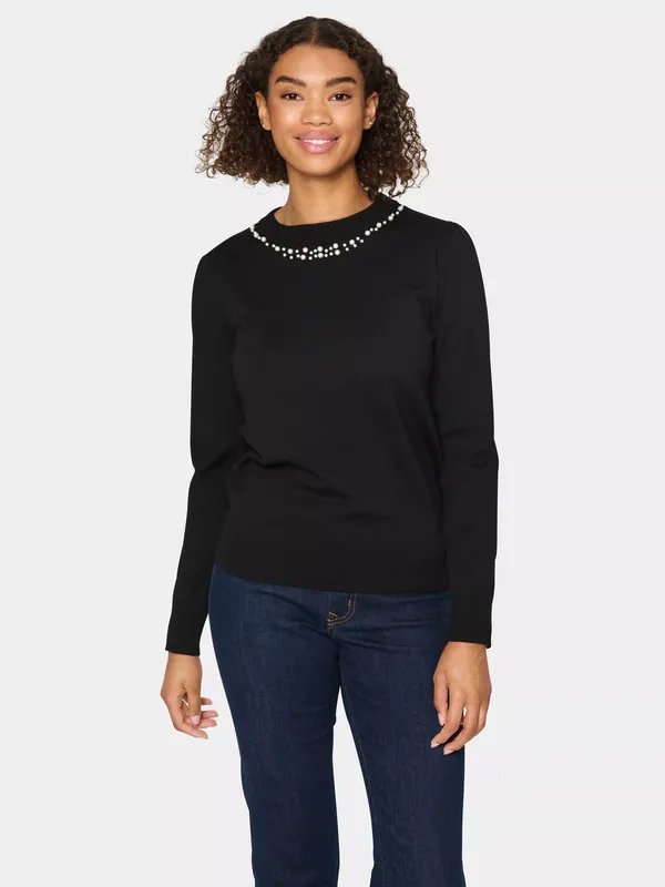 Saint Tropez Temma Embellished Neck Jumper