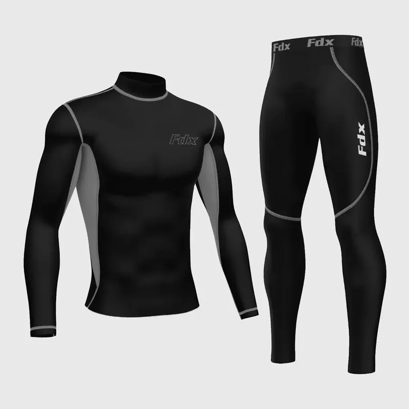 FDX Men's Inorex Thermal Base Layer Set Winter Compression Armour Top & Leggings