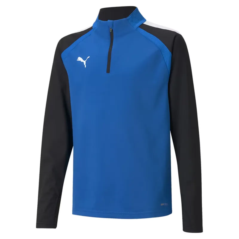 PUMA PUMA Kids teamLIGA Quarter-Zip Youth Football Top - Electric Blue Lemonade-Black