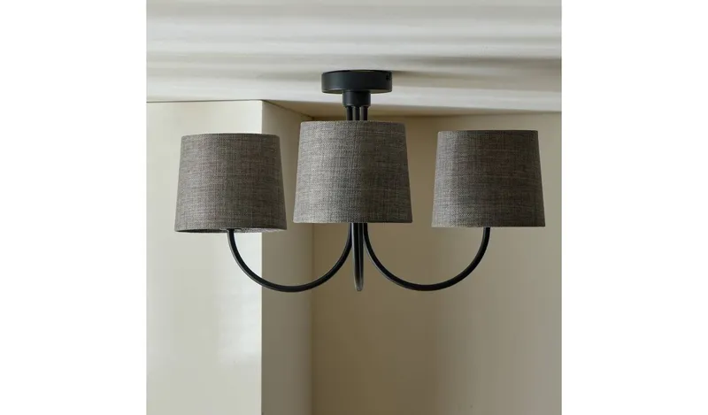 Argos Home Metal 3 Light Flush Ceiling Light - Black & Grey