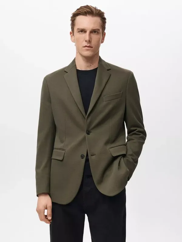 Mango Moon Slim Fit Blazer, Khaki