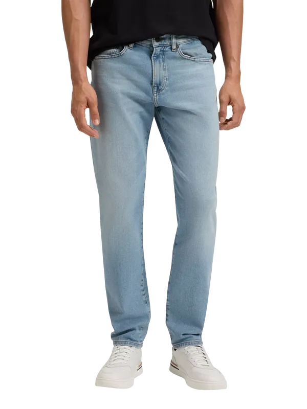 HUGO BOSS BOSS Regular Fit Mid Rise Jeans, Bright Blue