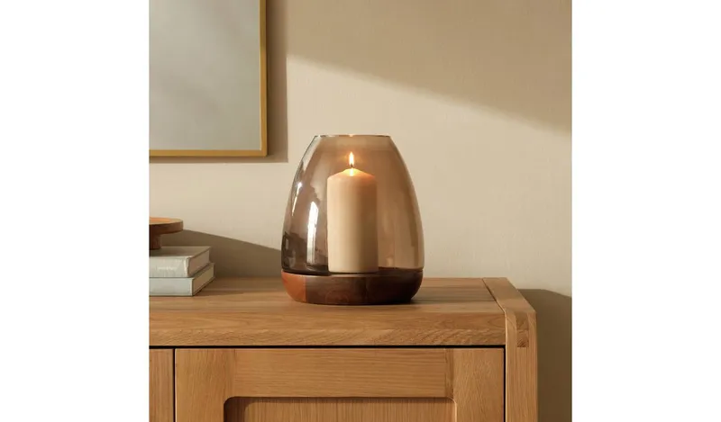 Habitat Hurricane Candle Holder - Brown
